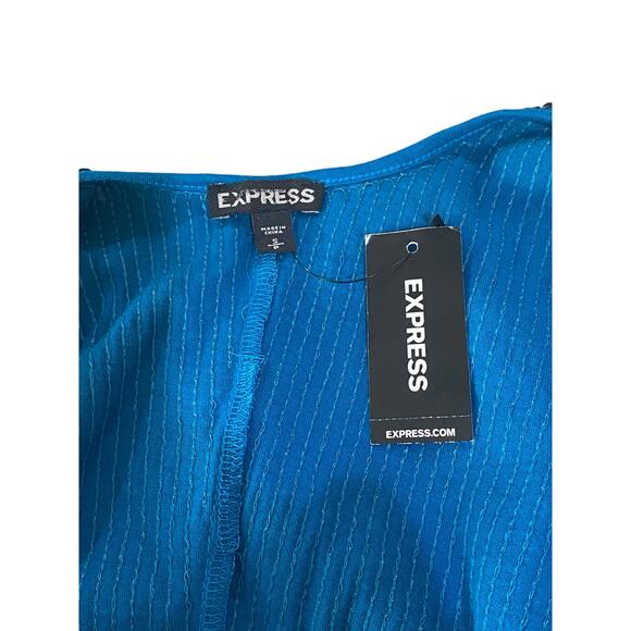 NWT! Express Teal Sequin Swiftie Showgirl Crop Top Tank S - Picture 4 of 4